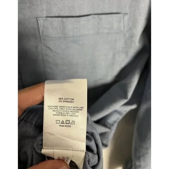 Express Button Down Blue Dress Shirt Men's Size M Cotton Long Sleeve - Picture 4 of 7